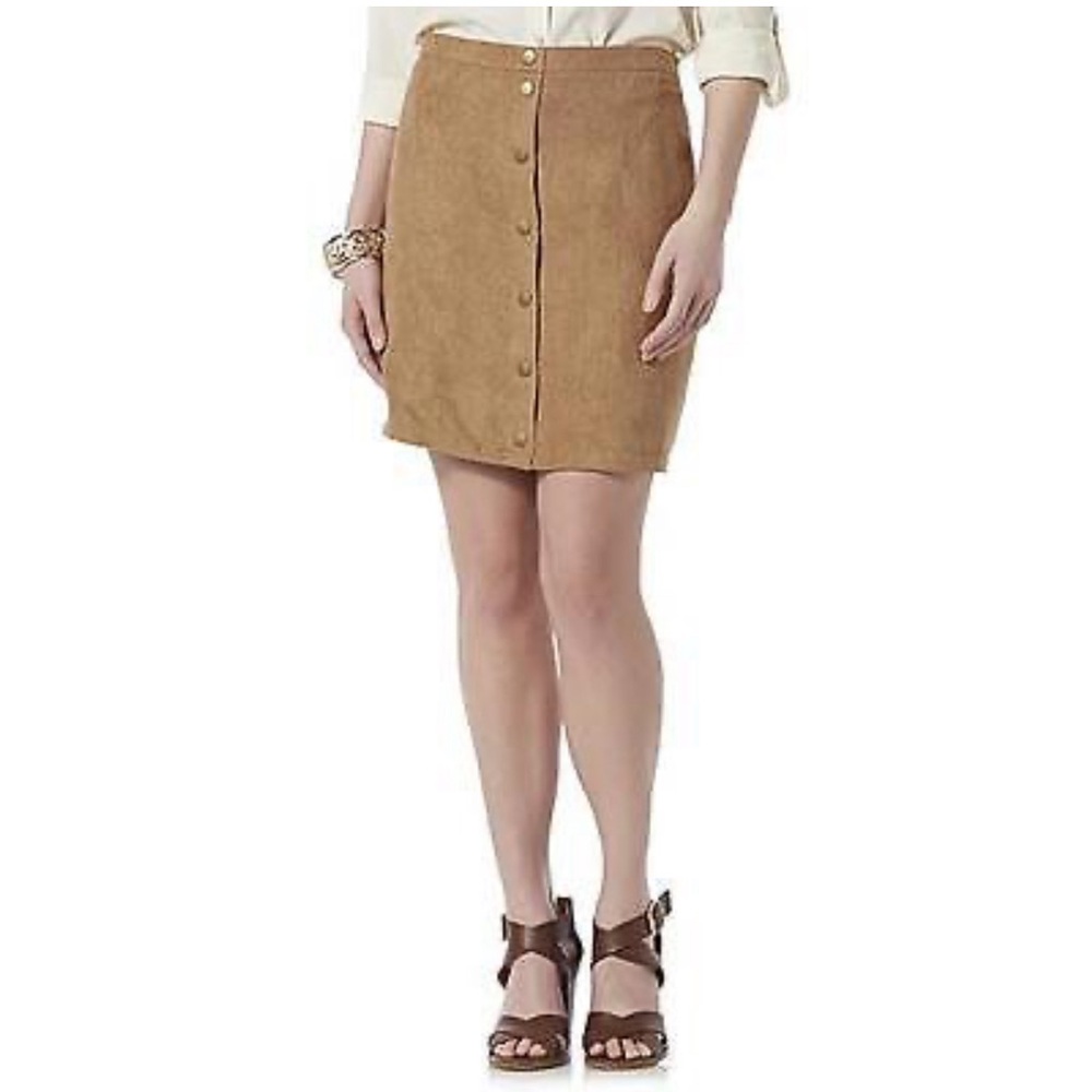 Metaphor toasted coconut faux suede mini shirt sz 2